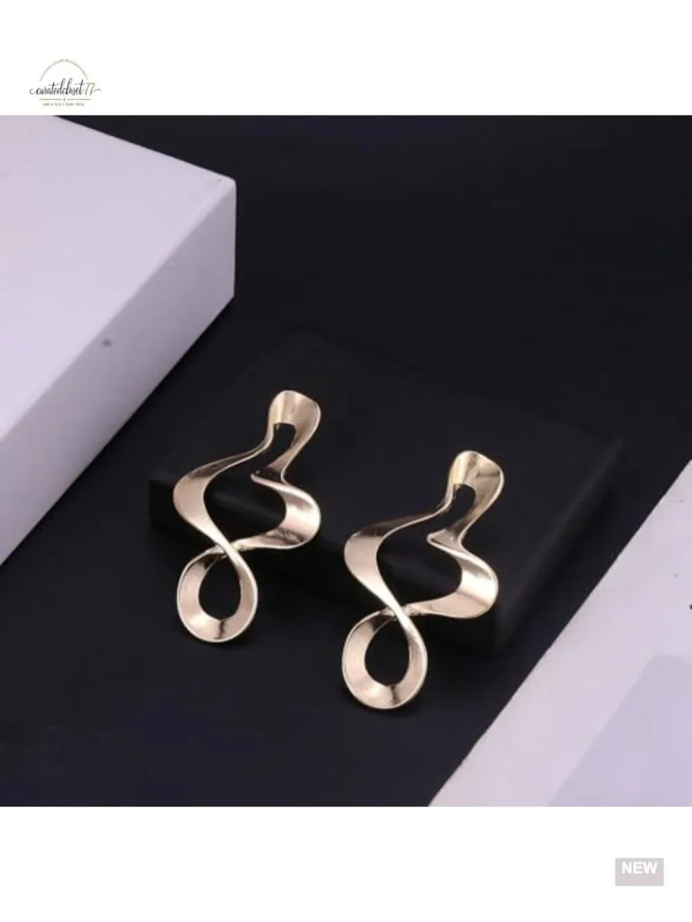14K Gold Plated Chunky Statement Drop Earrings Crinkle Hammered Lightweight